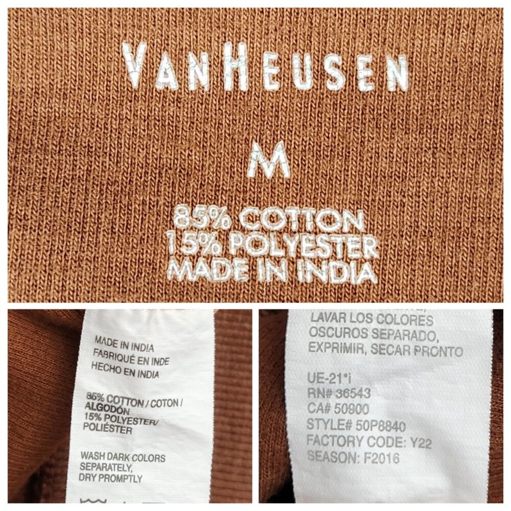 Van Heusen Men's Quarter Zip Pullover Men's Size M Brown Cotton Blend Casual - Picture 3 of 8